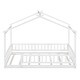 preview thumbnail 3 of 8, Twin Size Wooden House Bed Frame with Roof and Fence for Kids, Sturdy Pine Construction for Teens and Children
