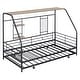 preview thumbnail 8 of 11, Twin Metal House Bed with Trundle, Sturdy Bedframe w/Built-in Shelf and Grid for Kids Bedroom, Dorm, No Box Spring Needed, Black