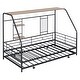 preview thumbnail 17 of 18, Twin Size House-shaped Platform Bed Frame with Trundle, Metal Bed with Spport Legs, Pull-out Bed with Shelf, White