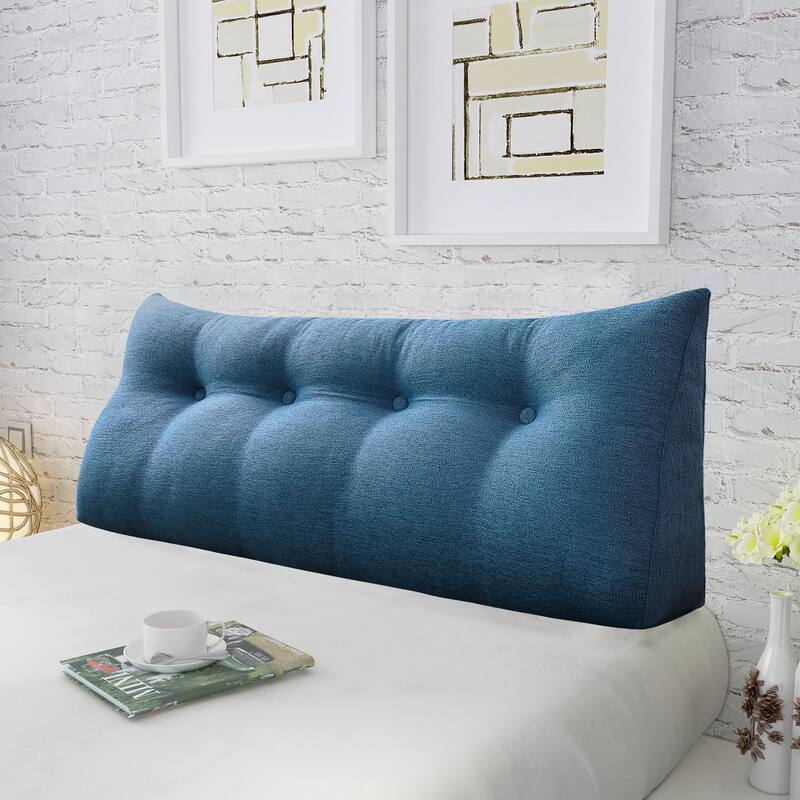 WOWMAX Bed Rest Wedge Reading Pillow Headboard Back Support Cushion - Full - Blue