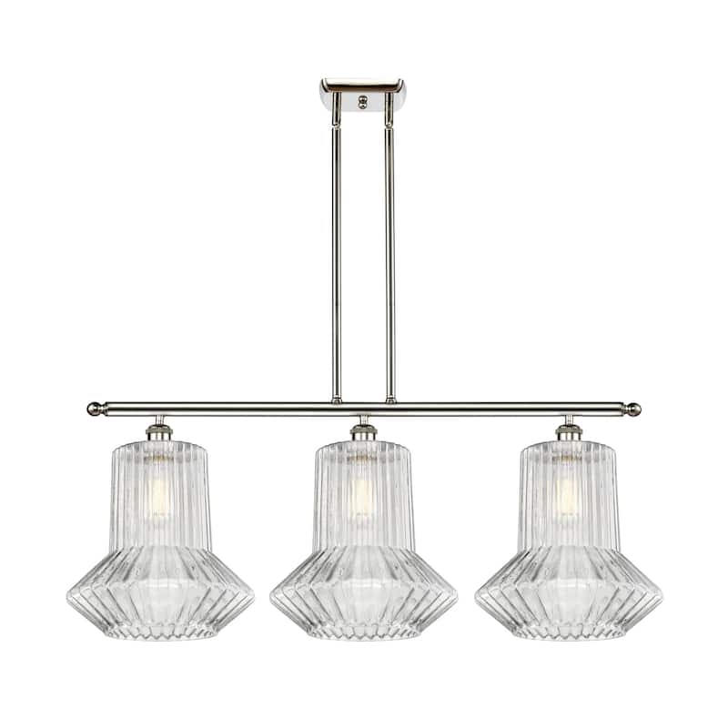 Innovations Lighting Springwater 3 Light 36" Wide Linear Chandelier - Polished Nickel / Clear Spiral Fluted