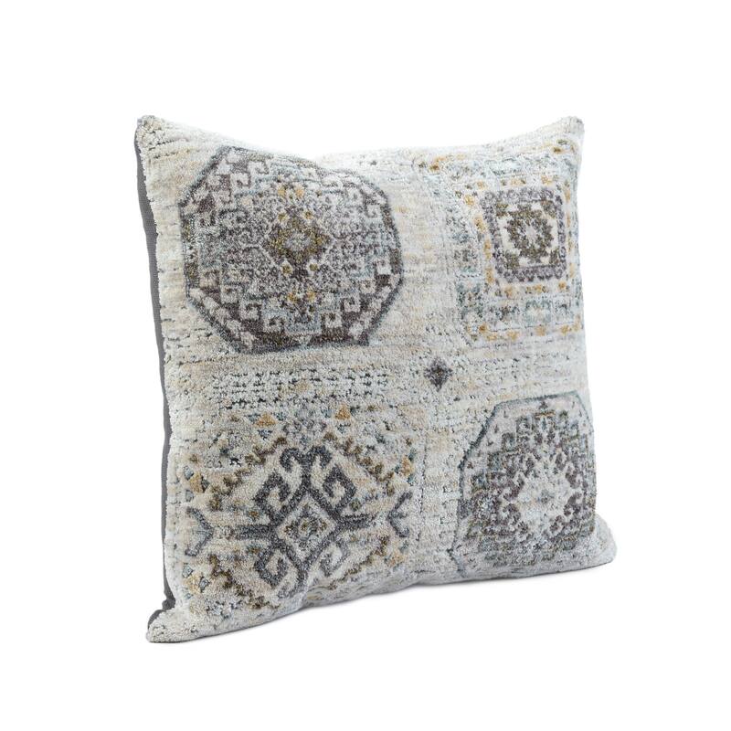 Medallion Power-Loomed Throw Pillow Cover - 20" - Gray and Cream