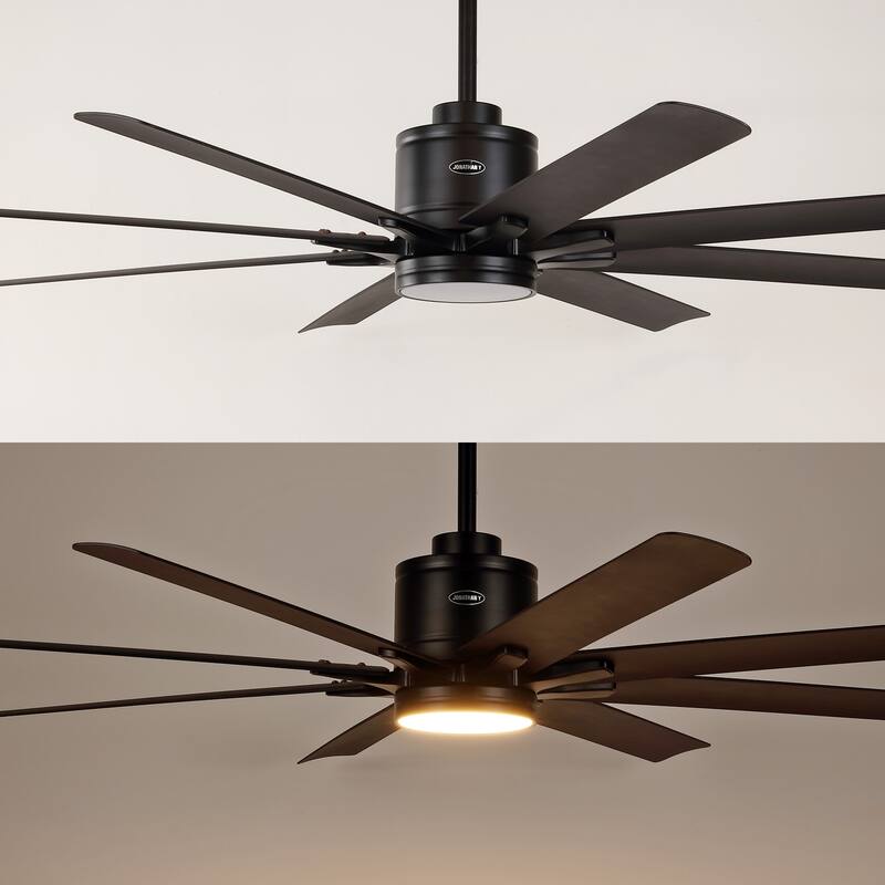 Miranda 66" 1-Light Contemporary Iron Mobile-App/Remote-Controlled 6-Speed Ceiling Fan with Integrated LED Light by JONATHAN Y