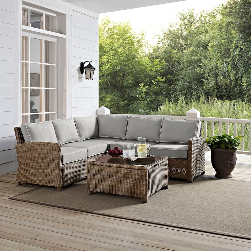Crosley Bradenton 4Pc Outdoor Wicker Sectional Set