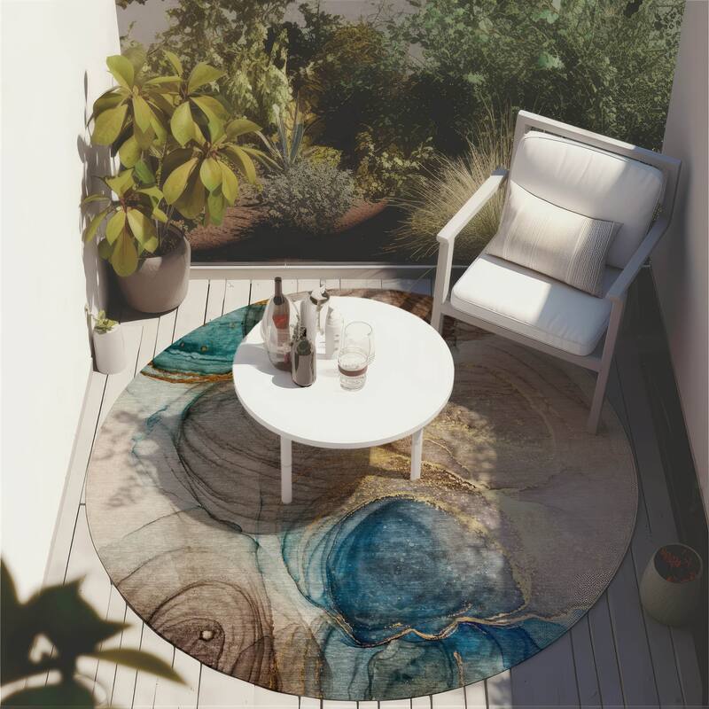 Elfi Artistic Abstract Weather Resistant Versatile Elegance Outdoor Rug