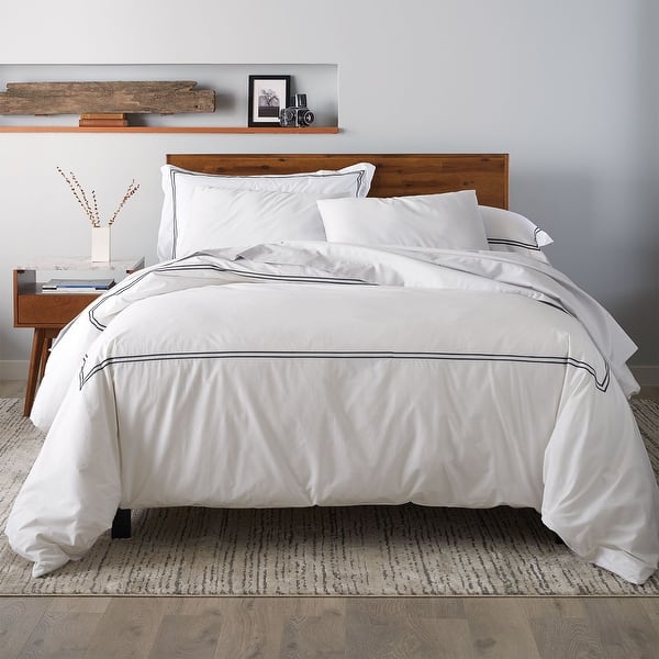 slide 2 of 20, 100% Cotton Percale 3 Piece Duvet Set with Satin Stitching