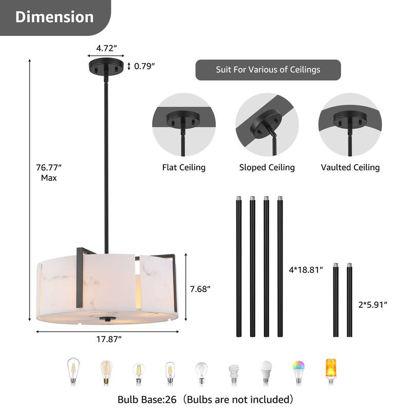 Starsky 4-Light Natural Alabaster Drum Chandelier