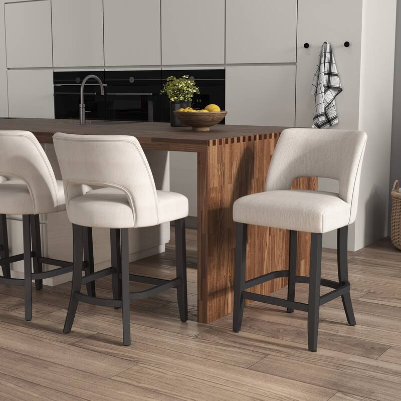 Set of 2/4/6 Counter Height Bar Stools with Black wood Legs