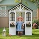 preview thumbnail 22 of 22, Kids Wooden Adventure Cottage Playhouse, Outdoor Playhouse with Functional Door, Windows, Service Station and Flower Pot Holders