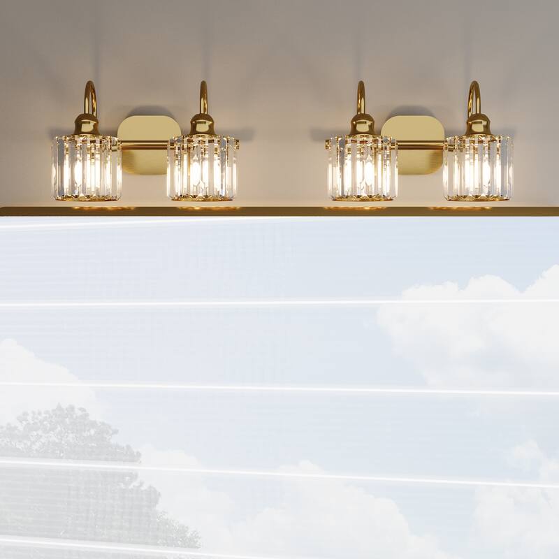 ExBrite Modern Rose Gold Dimmable Bathroom Crystal Vanity Lights