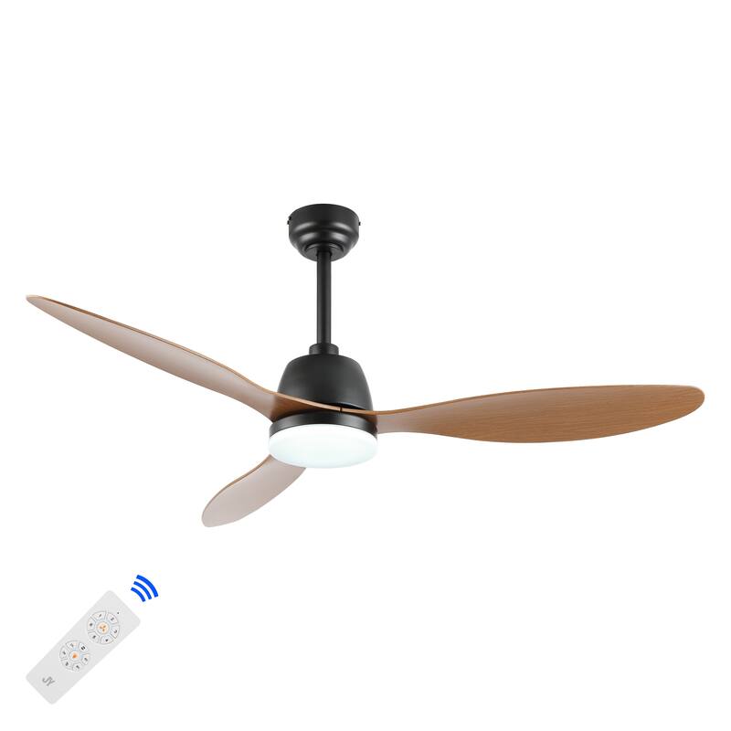 Aldrin 52" 1-Light Industrial Iron/Plastic Mobile-App/Remote-Controlled 6-Speed Propeller LED Ceiling Fan, by JONATHAN Y