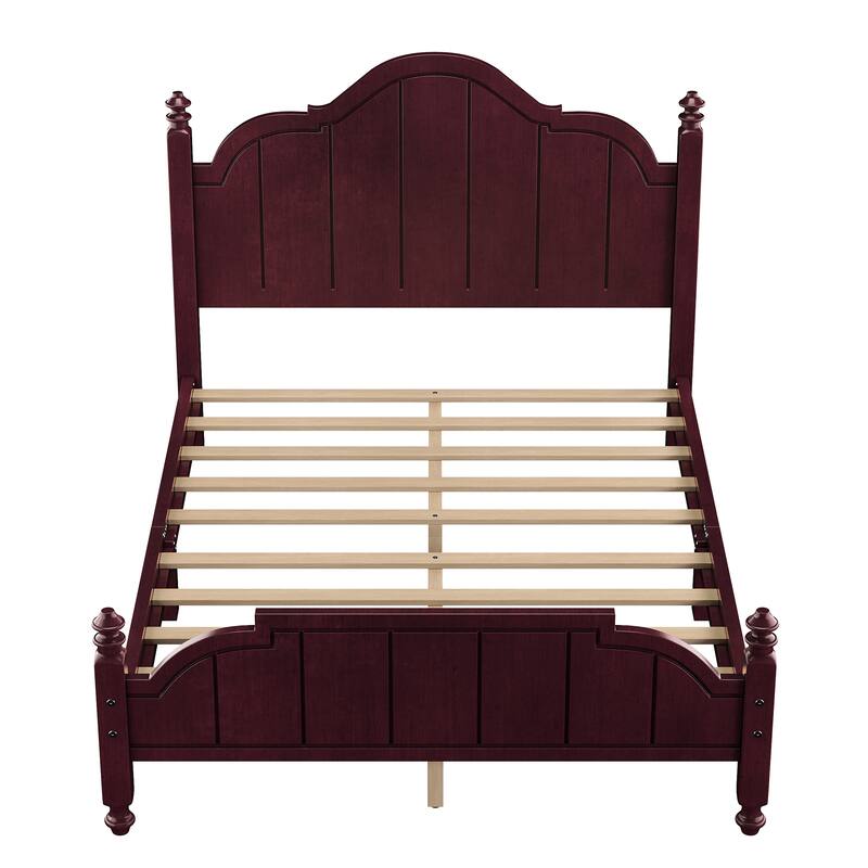 Full Size Wooden Platform Bed with Headboard Slats Support and No Box Spring Required