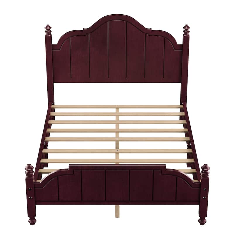 Vintage Wooden Bed Frame with Wood Slats Support, Platform Bed Frame