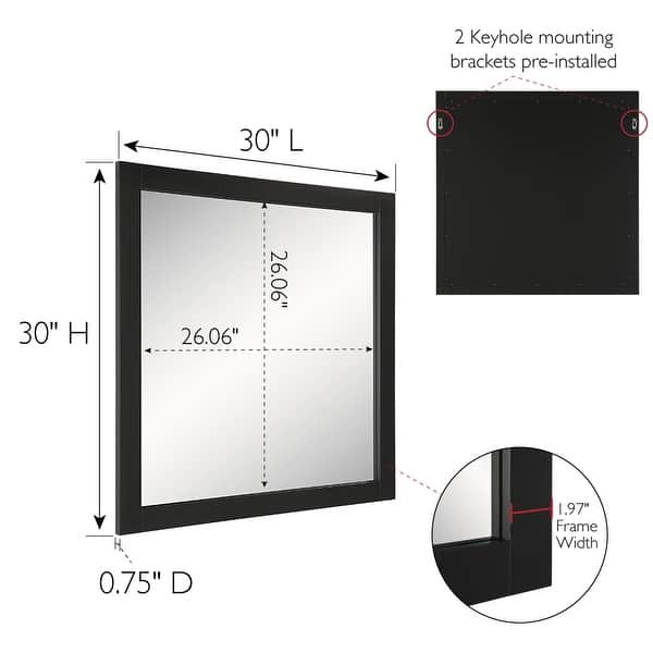 dimension image slide 1 of 2, Shorewood Square Bathroom Soft Matte Black Mirror