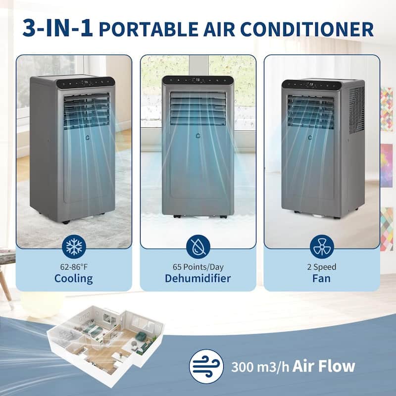 10000 BTU Portable Air Conditioner, Remote, 24H Timer, Sleep Mode