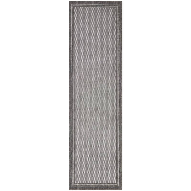 Kennaway Border Patio Indoor/Outdoor Area Rug - 2' x 7' Runner - Dark Green