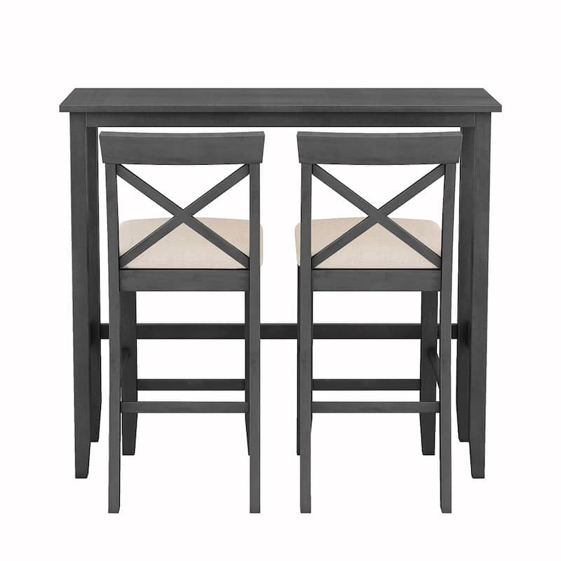 3PCS Counter Height Wood Bar Dining Set