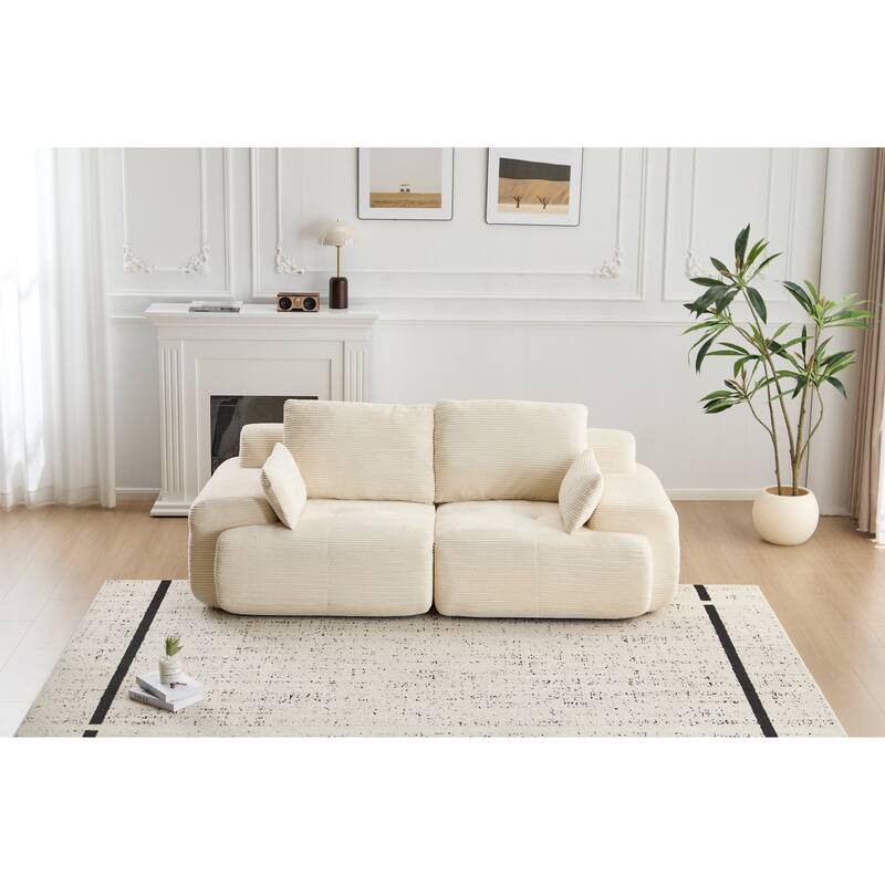Featured Loveseat Sofa Couch with Throw Pillows, 2 Seater Large Sectional Sofa Couches for Living Room