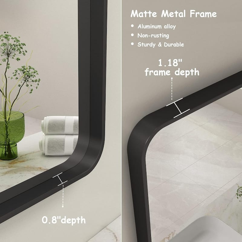 Aluminum Alloy Framed French Cleat Mounted Tempered Glass Wall Vanity Mirror