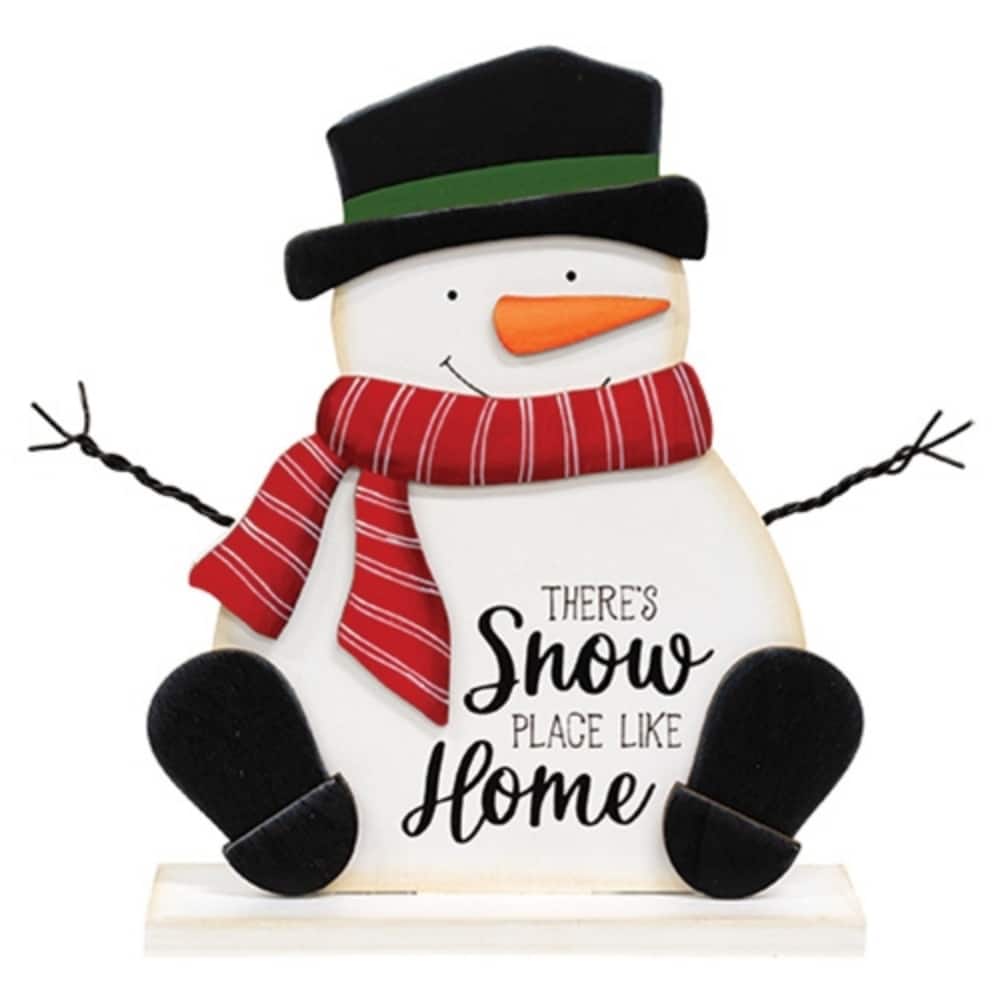 Snow Place Like Home Wooden Snowman on Base Christmas Decor - 7” x 2.25” x 9”