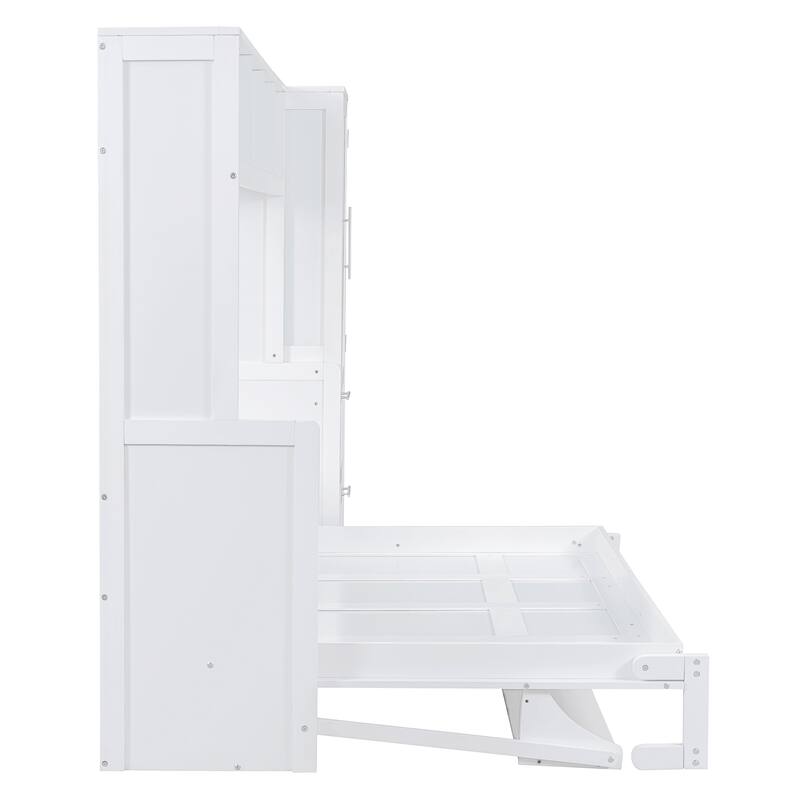 GDFStudio - Emerson Murphy Wall Bed with Closet, Drawers, and Storage Shelves