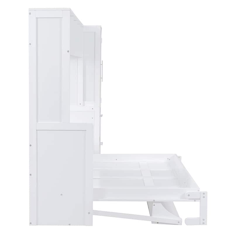Queen/Full Size Murphy Bed Wall Bed with Closet and Drawers