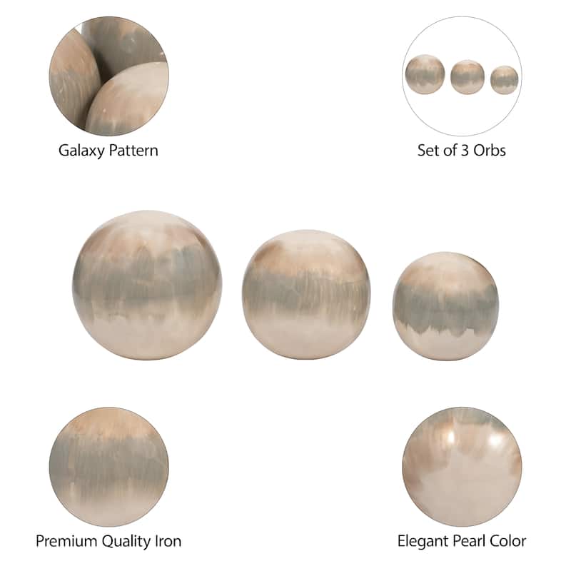 Sagebrook Home Set Of 3 4/5/6" Metal Abstract Round Galaxy Orbs