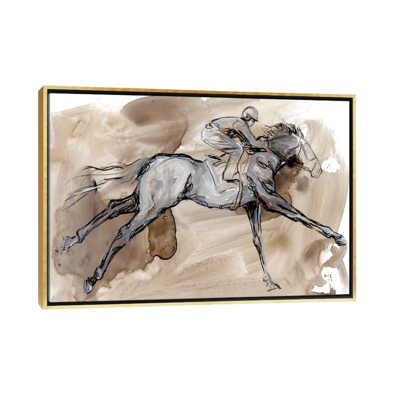 iCanvas "Off to the Races I" by Jennifer Paxton Parker Framed Canvas Print - Gold - 18x26