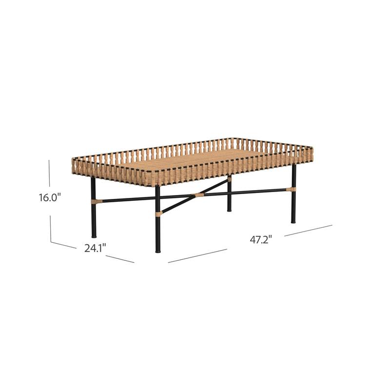 Handmade Natural Rattan And Iron Coffee Table by East at Main