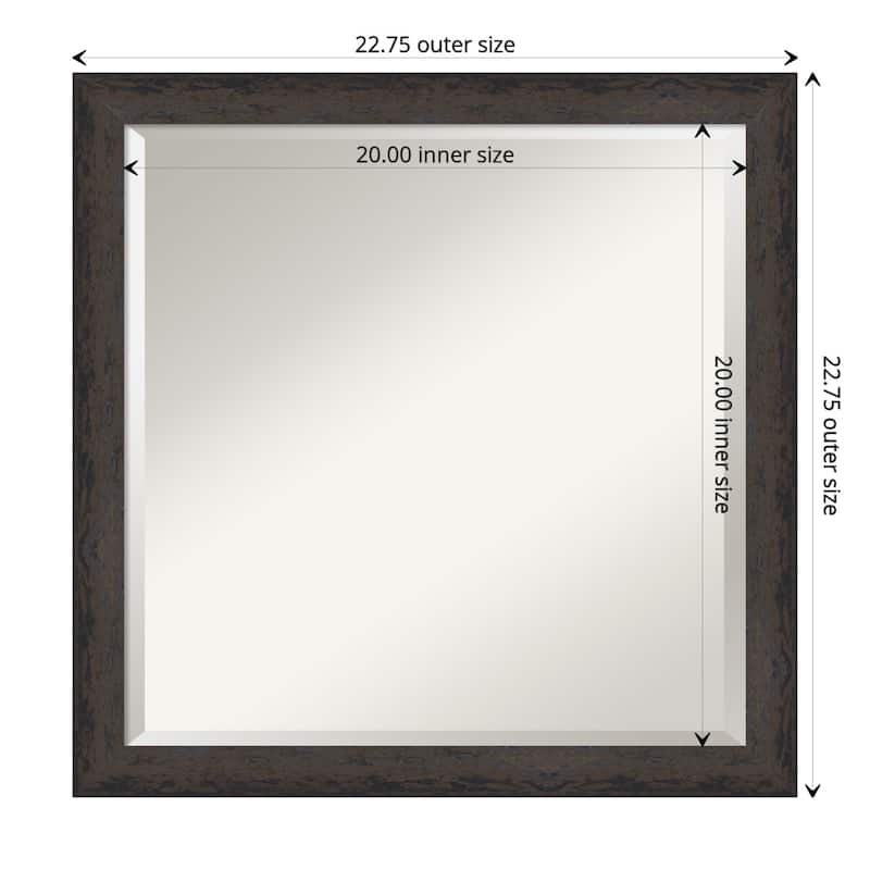 Dappled Narrow Beveled Wood Framed Wall Mirror - Dappled Black Brown Narrow - Glass Size 20x20