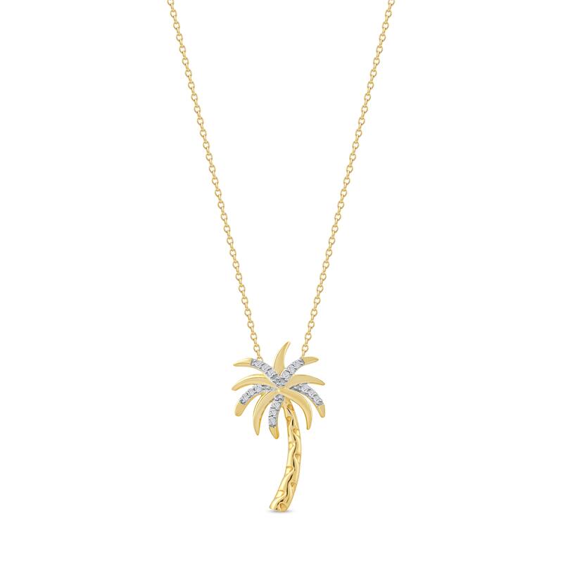 1/20ct Diamond Accented Palm Tree Pendant Necklace in Silver for Women