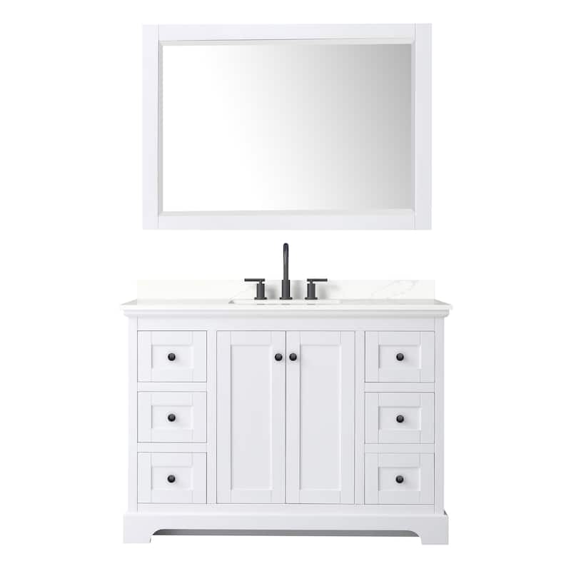 Avery 48-inch Single Vanity, Quartz Top, 46-inch Mirror