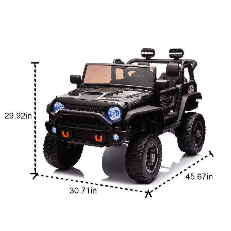 Electric Jeep with Bluetooth Remote Control, 2-Seater Battery Powered Electric Car, Safe Electric Car Toy with Seat Belt, Black