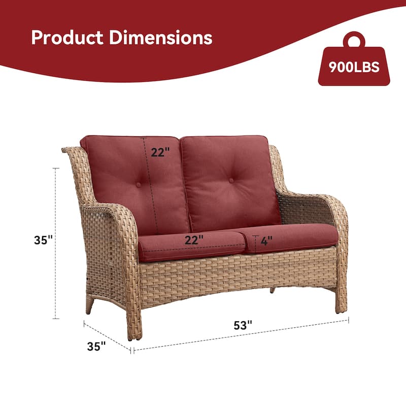 Outdoor Patio Wicker Loveseat Sofa - 2-Seater Rattan Sofa