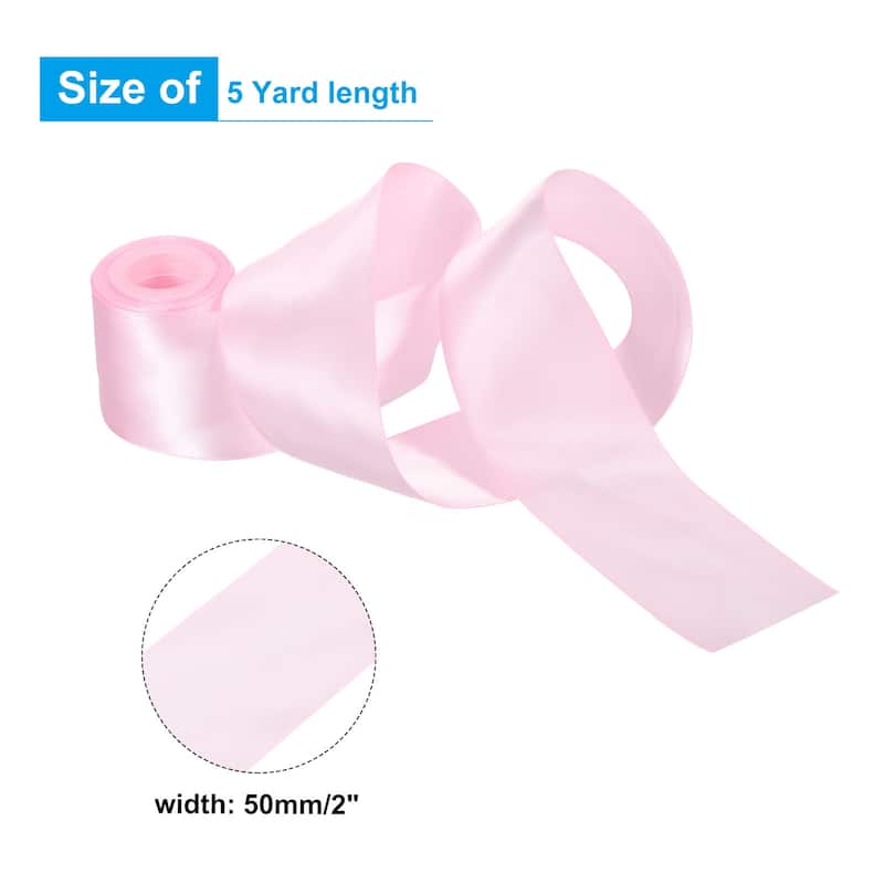 2" 5 Yard Double Faced Solid Satin Ribbon Polyester Fabric - Light Pink