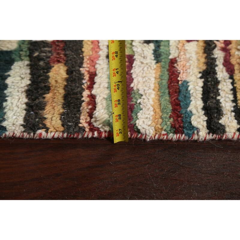 Checkered Moroccan Oriental Wool Area Rug Handmade Living Room Carpet - 10'1" x 14'6"