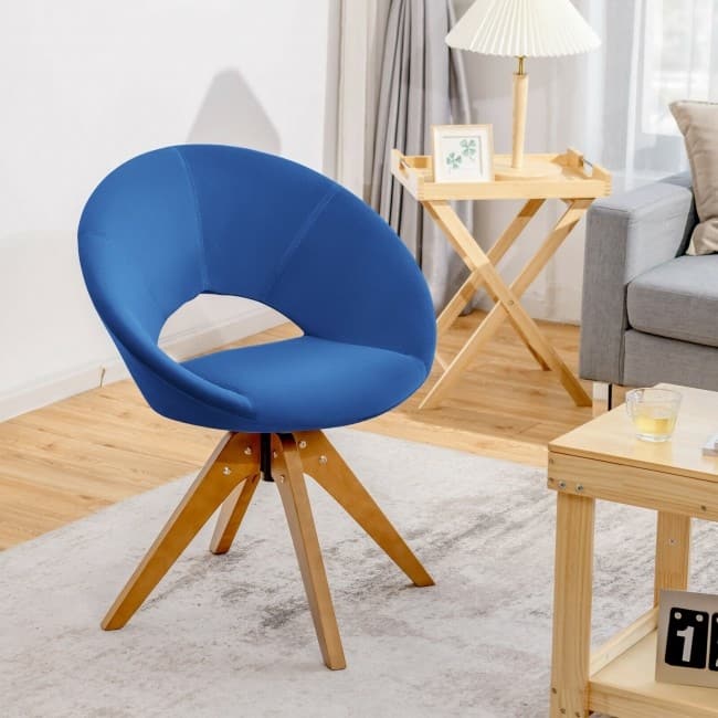 Mid Century Modern Swivel Accent Chair Fabric Velvet Armchair - 27" x 22" x 32.5" (L x W x H)