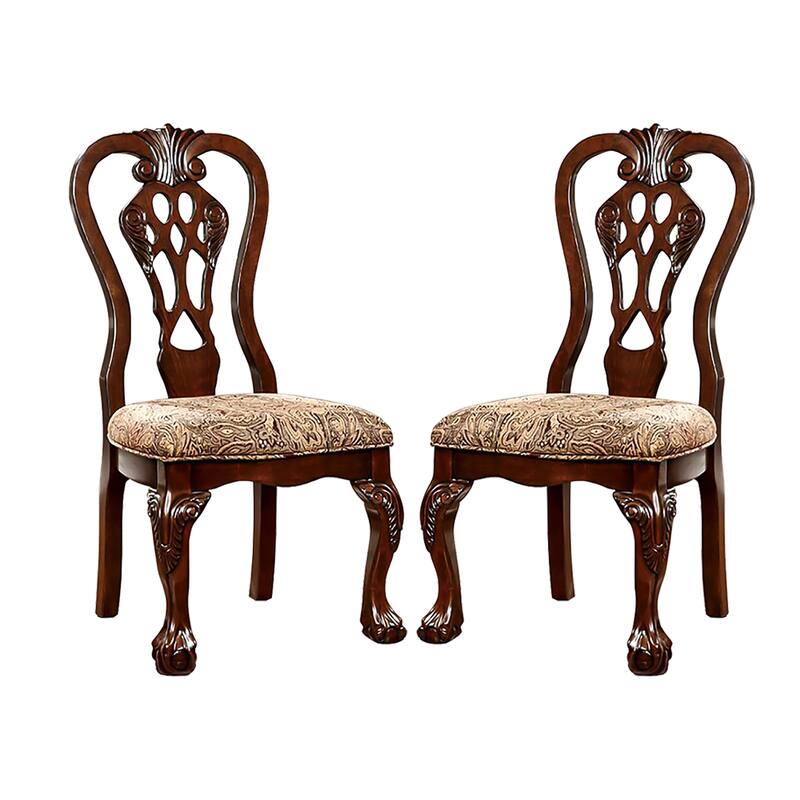 Set of 2 Fabric Dining Side Chair in Brown Cherry