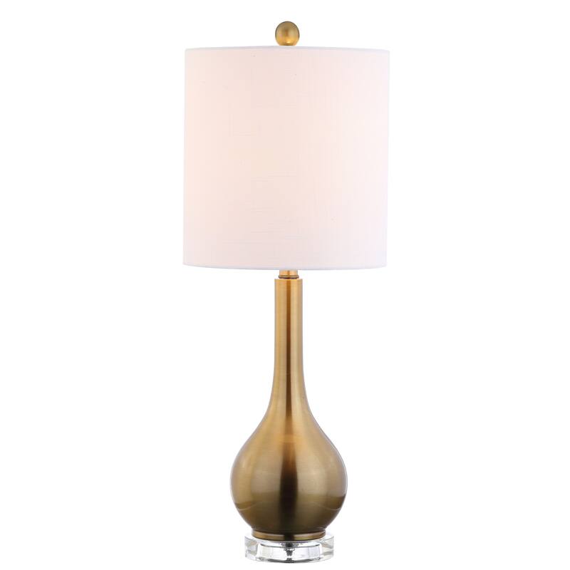 Brooks 25" Metal/Crystal Teardrop LED Table Lamp, by JONATHAN Y - Brass Gold - Single