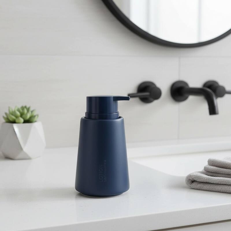 SMOOTH Collection of Bathroom Accessories up to 4 Pieces. - Soap dispenser Only - Navy Blue