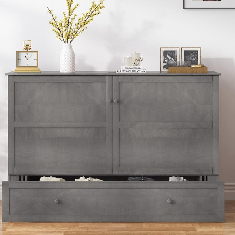 Mixoy Queen Horizontal Murphy Chest Bed with Mattress,Charging Station