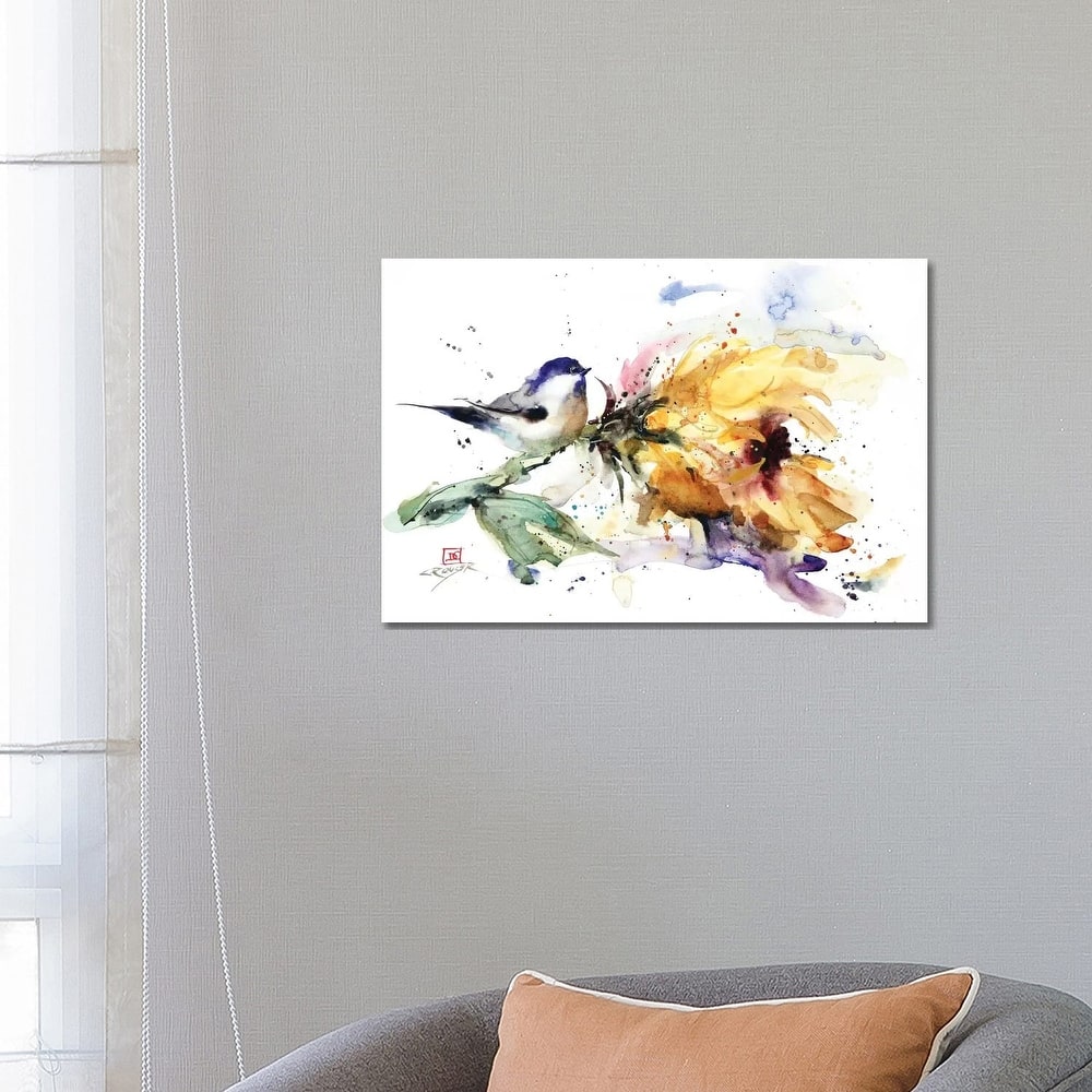 iCanvas "Chickadee and Sunflower" by Dean Crouser Canvas Print