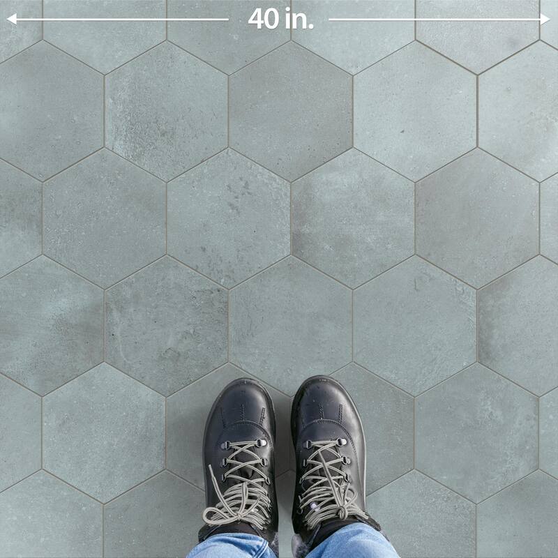 Merola Tile Atlas Hex Grey 8-5/8" x 9-7/8" Porcelain Floor and Wall Tile