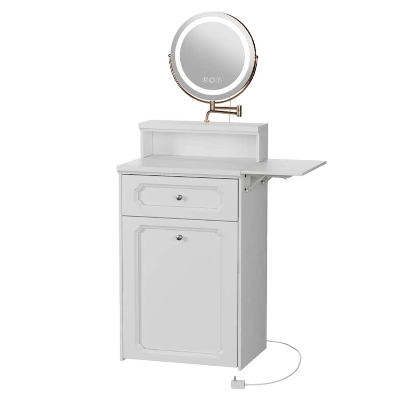 Makeup Vanity Desk with Round Mirror and Lights