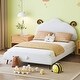 preview thumbnail 15 of 51, Twin Size Upholstered Platform Bed Animal Theme Design Bed Frame with Sheep-Shaped Headboard and Footboard, No Box Spring Needed White - Full