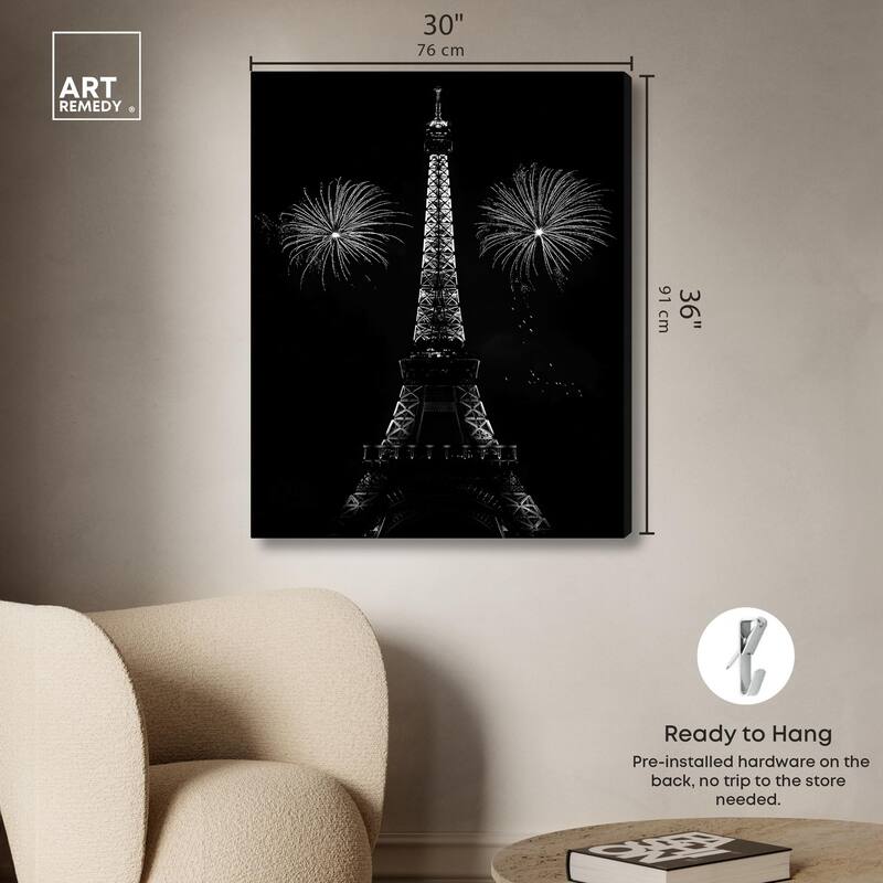 Fireworks Over Paris Canvas by Art Remedy, Gallery Wrapped