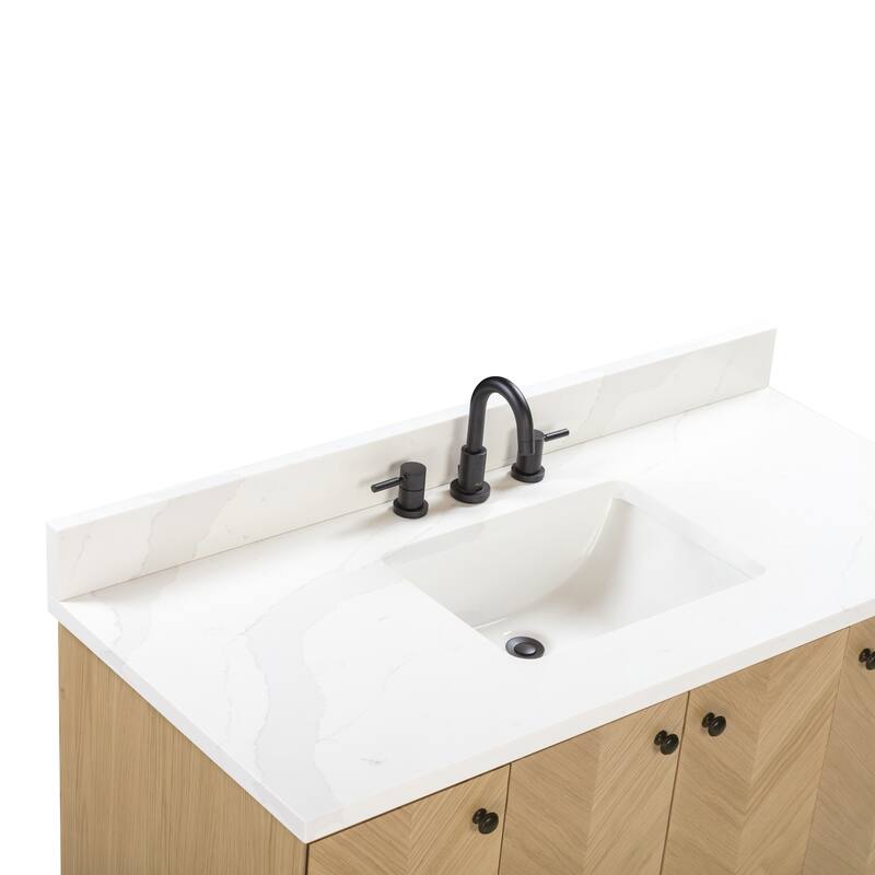 Avanity Adele 49 in. Vanity Combo in Natural Oak finish with Calacatta Quartz Top