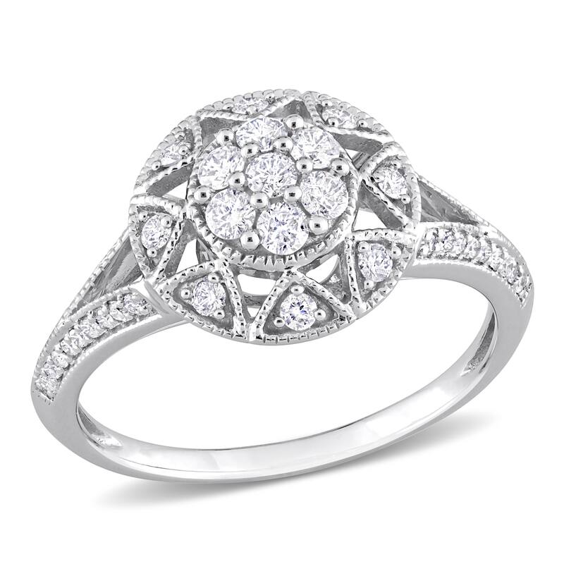Miadora 1/2ct TDW Diamond Cluster Open Shank Ring in 14k White Gold