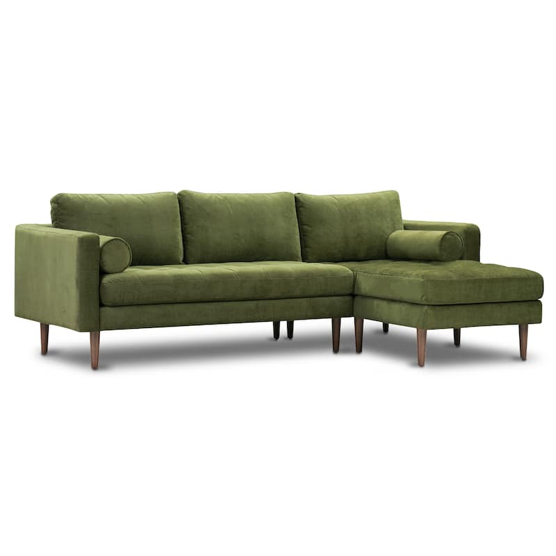 Poly & Bark Napa 104.5" Fabric Right Sectional Sofa - Distressed Green Velvet