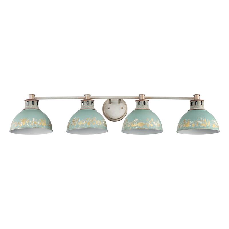 Golden Lighting 0865-BA4 TEAL Kinsley 4 Light 8" Wide Vanity Light - Aged Galvanize Steel / Antique Teal
